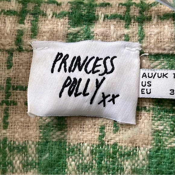 Princess Polly Houndstooth Check Shacket Jacket Green Size 6 - Picture 3 of 6